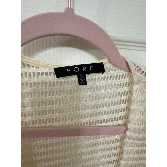 Fore Fly Me Out Cream Plunging Neckline Crochet Maxi Dress, S - Picture 6 of 10